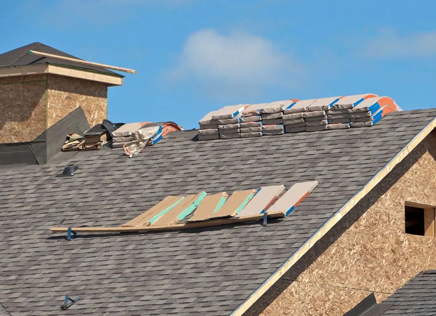 Close-up of installed shingle roofing