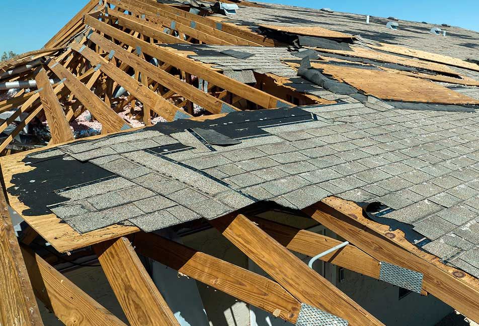 Damaged roof in need of repair